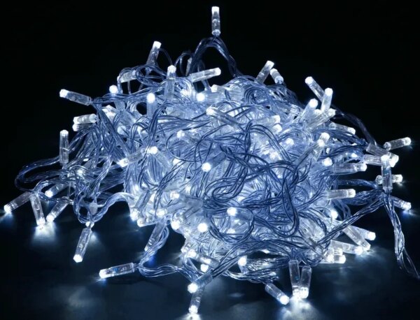 Гирлянда светодиодная длина 10 м 100LED IP44 ,цвет белый мерцающий